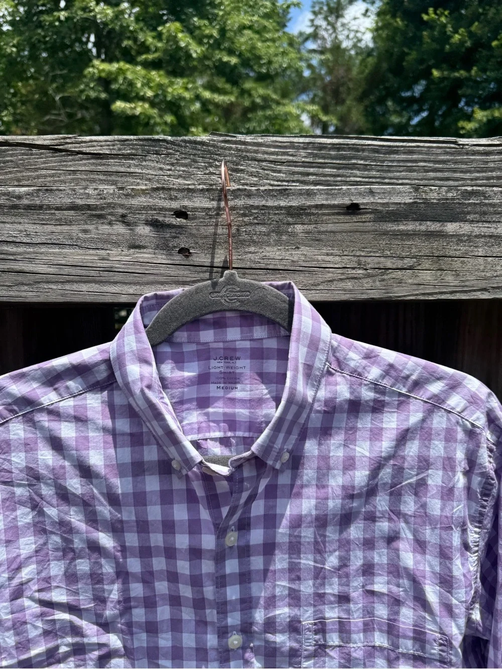 J. Crew Lavender Gingham Button-Down Shirt